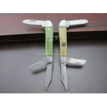 Cuchillo de tres hojas de la manija del hueso del buey (SE-061)